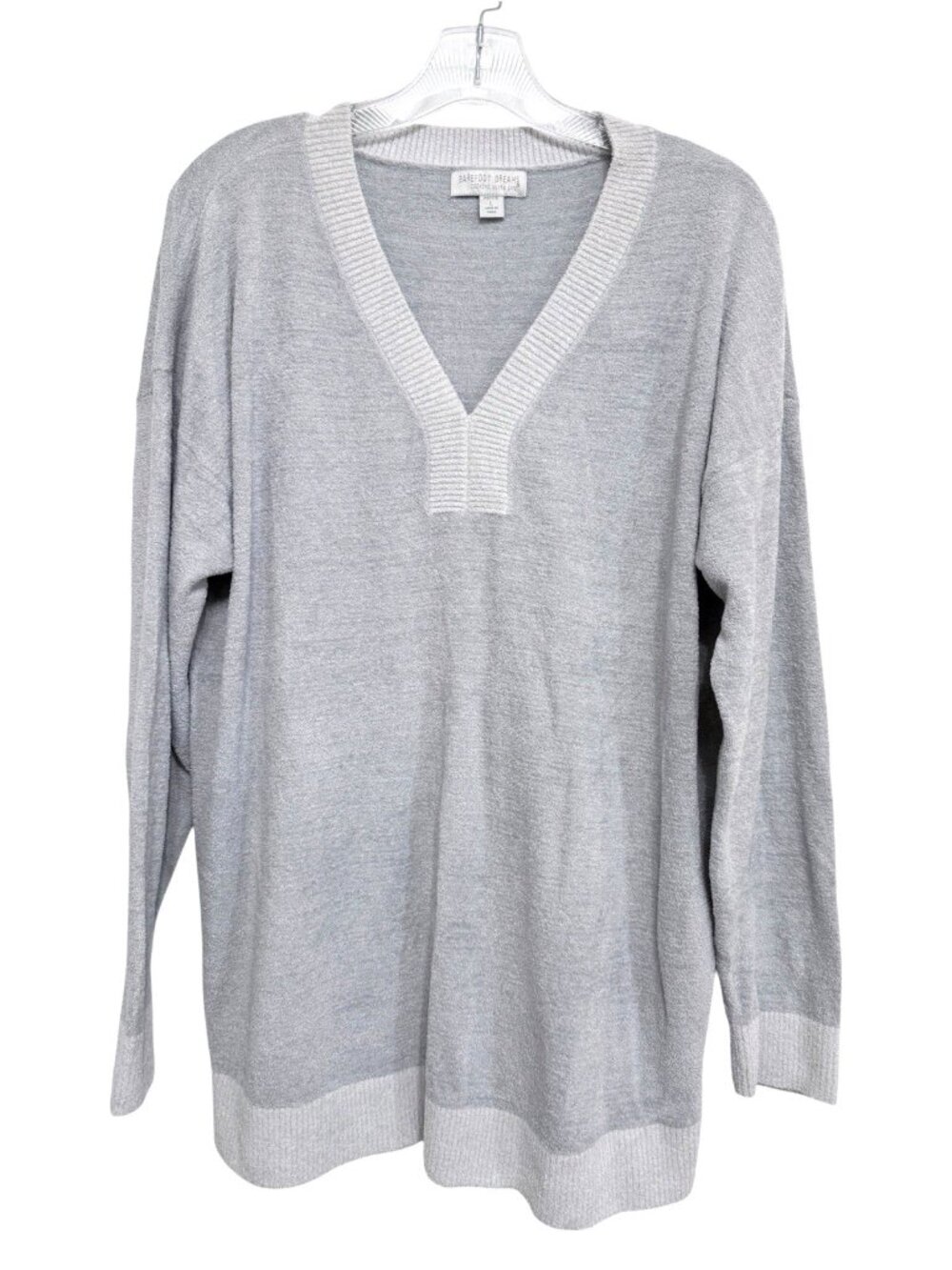 Barefoot Dreams Sweater Size Large Cozychic Ultra Lite V Neck Tunic Popover Grey
